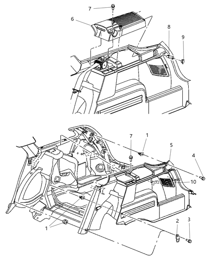 2008 Dodge Magnum Panel-Quarter Trim Diagram for 1BA15BD1AA