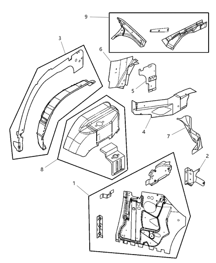 2002 Chrysler Sebring Quarter Panel-Quarter Inner Diagram for 4878706AG