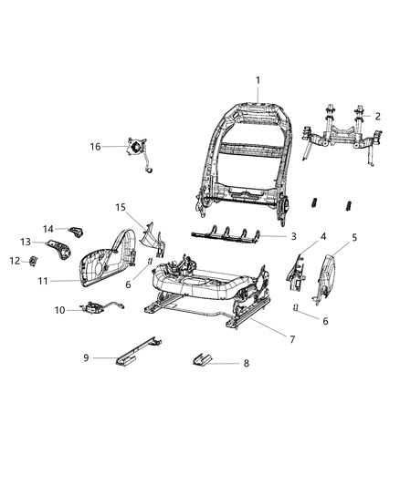 2017 Chrysler 200 Adjusters, Recliners & Shields - Passenger Seat - Manual Diagram