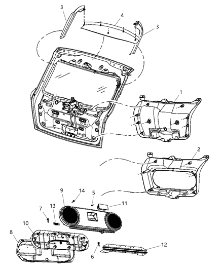 2010 Dodge Caliber Panel-LIFTGATE Trim Diagram for ZJ27HDAAG