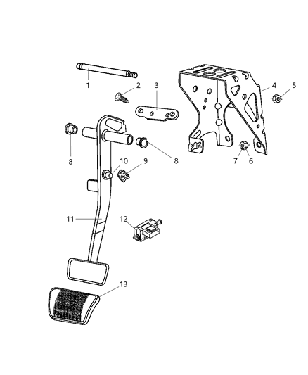 2009 Chrysler PT Cruiser Brake Pedals Diagram