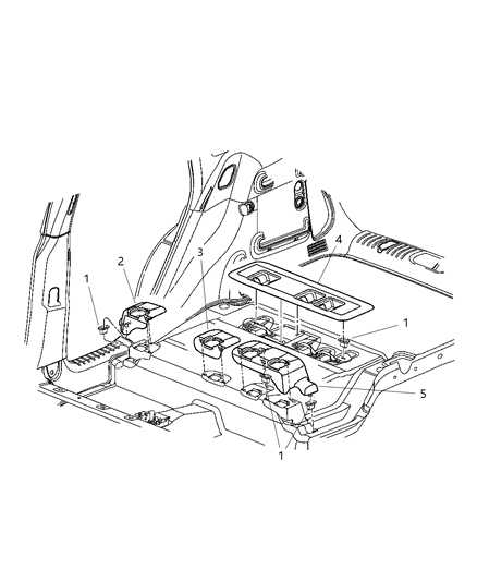 2005 Chrysler PT Cruiser Seat - Rear Attachments Floor Pan Diagram 2