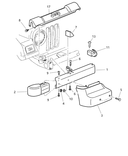 2005 Jeep Wrangler Bumper, Front Diagram