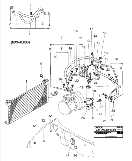 1998 Chrysler Sebring Condenser, Plumbing And Hoses Diagram 3