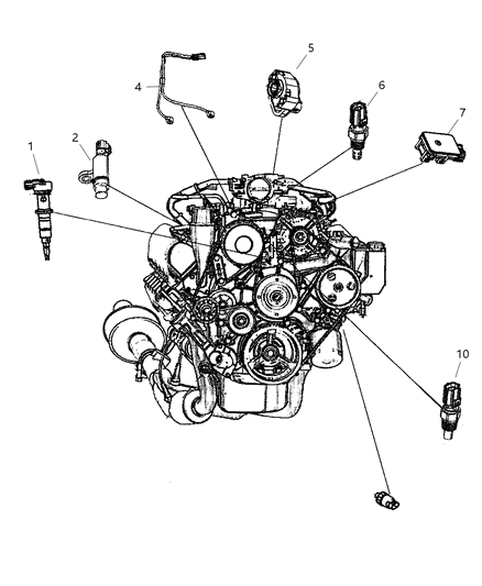 2007 Dodge Ram 2500 Sensors - Engine Diagram 1