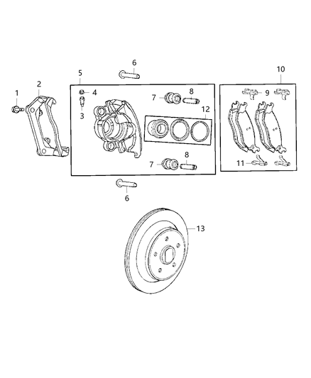 2015 Ram 1500 Brakes, Rear, Disc Diagram