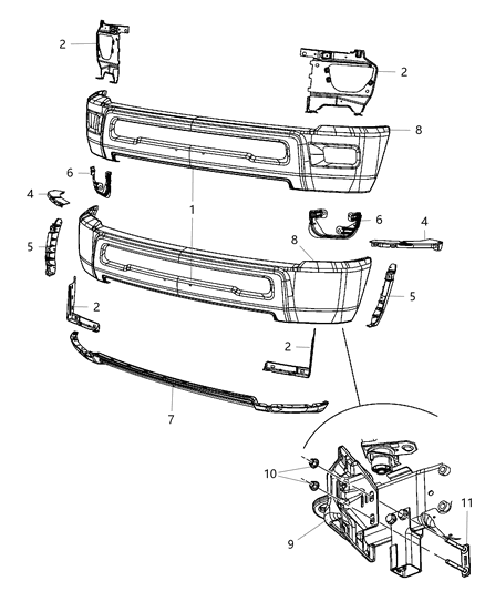 2012 Ram 3500 Bumper, Front Diagram