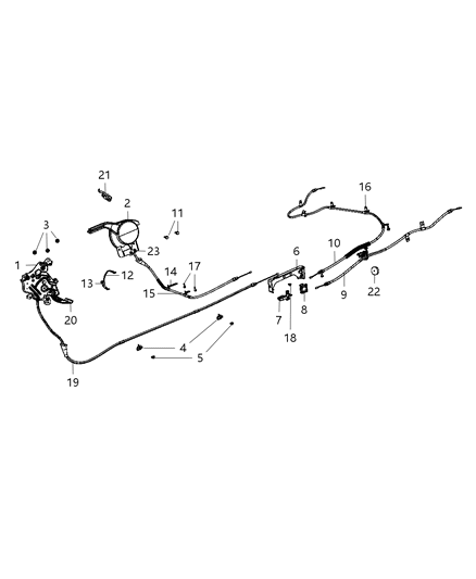 2013 Dodge Journey Park Brake Lever & Cables Diagram