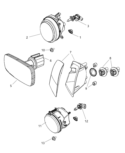 2009 Jeep Compass Lamps, Front Diagram