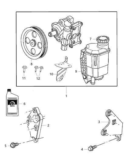 2013 Ram 2500 Power Steering Pump Diagram for 68070907AC