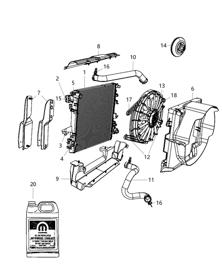 2009 Jeep Wrangler Fan-Radiator Cooling Diagram for 55056642AD