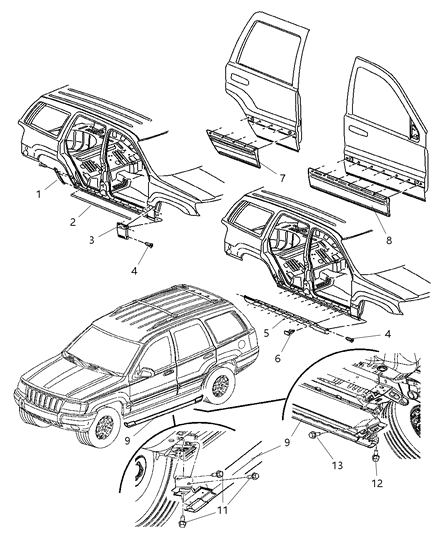 2003 Jeep Grand Cherokee APPLIQUE-Quarter Panel Diagram for 5EY88YUB