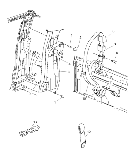 2009 Dodge Ram 3500 Seat Belts Rear Diagram