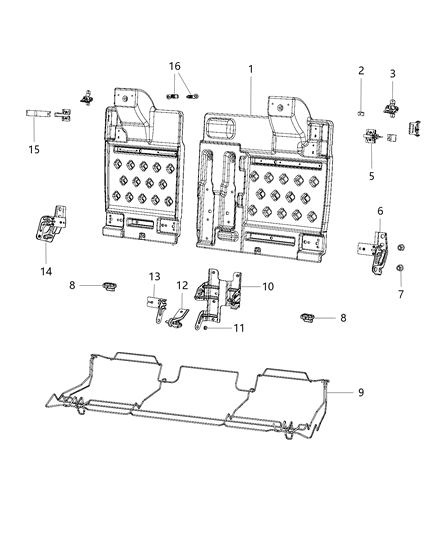 2020 Dodge Challenger Second Row - Adjusters, Recliners, Shields And Risers Diagram 1