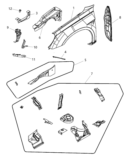 2013 Chrysler 200 WHEELHOUS-Front Inner Diagram for 5076552AI