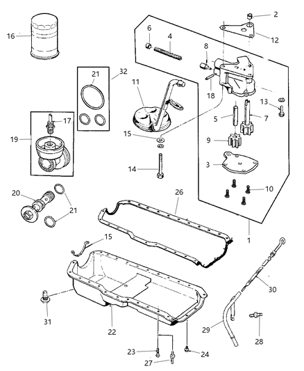 2000 Jeep Cherokee Gasket-Oil Pan Diagram for 53007568AC