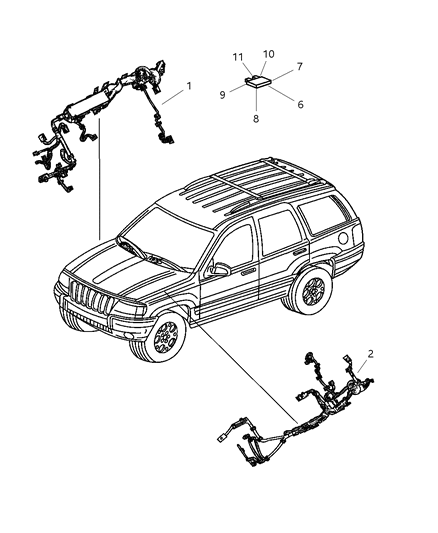 2002 Jeep Grand Cherokee Wiring-HEADLAMP To Dash Diagram for 56050238AA