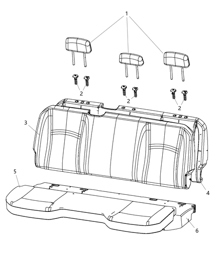 2019 Ram 1500 Crew Cab Rear Seat - Bench Diagram