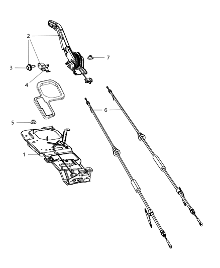 2010 Dodge Nitro Park Brake Lever & Rear Cables Diagram