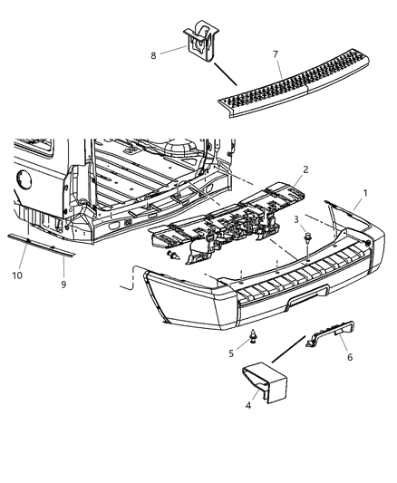 2008 Jeep Commander Rear Bumper Cover Diagram for 5183506AA