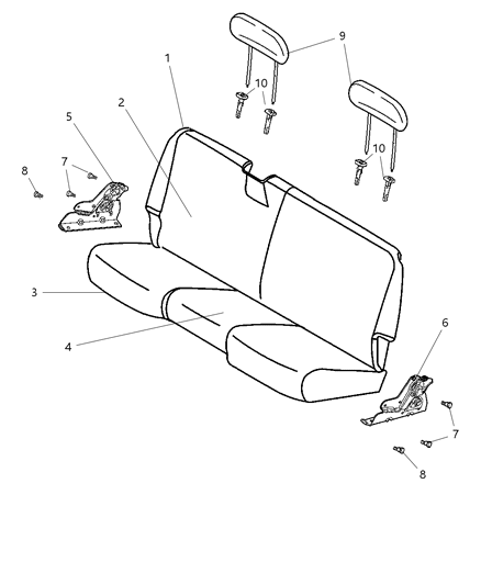 2009 Dodge Ram 4500 Rear Seat - Bench Diagram 2