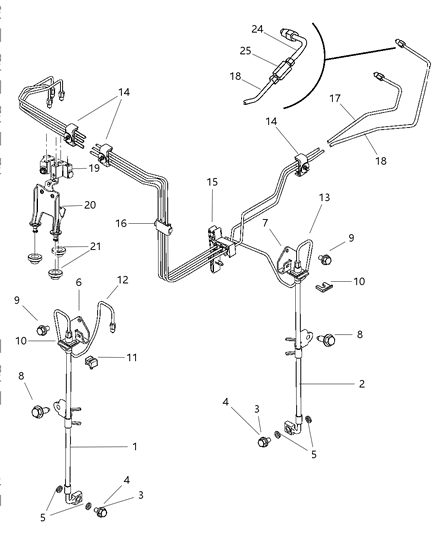 2007 Dodge Charger Lines & Hoses, Brake, Front Diagram