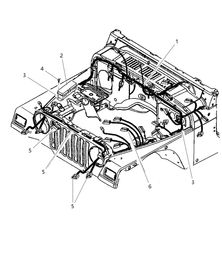 2000 Jeep Wrangler Bracket Power Distribution Diagram for 56010210AA