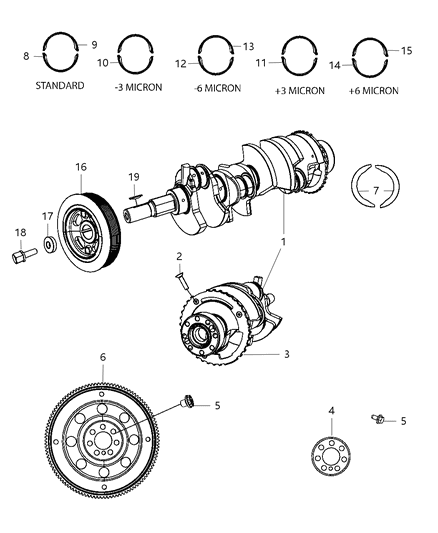 2009 Dodge Journey Crankshaft , Crankshaft Bearings , Damper And Flexplate And Flywheel Diagram 2