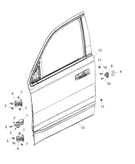 2020 Ram 1500 Front Door Diagram for 68299586AE