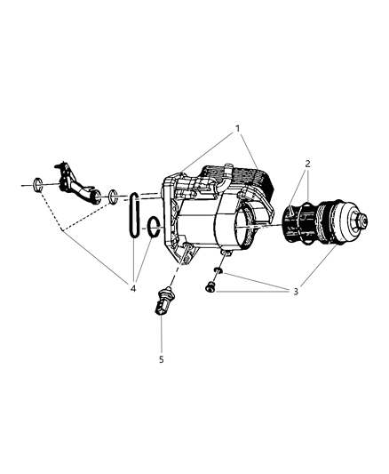 2009 Jeep Liberty Engine Oil , Engine Oil Filter , Adapter And Splash Guard & Housing Diagram 1