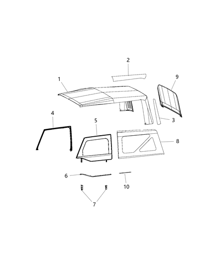 2016 Jeep Wrangler Soft Top & Windows Diagram 1