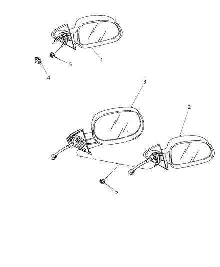 1998 Dodge Dakota Outside Rear View Mirror Diagram for 55154844AC