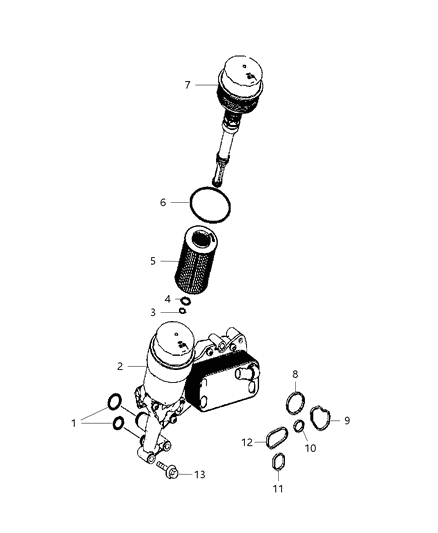 2011 Dodge Caliber Engine Oil Cooler & Hoses / Tubes Diagram 2