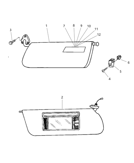 1997 Jeep Cherokee Visor Illuminated Diagram for 5FX351C3AB