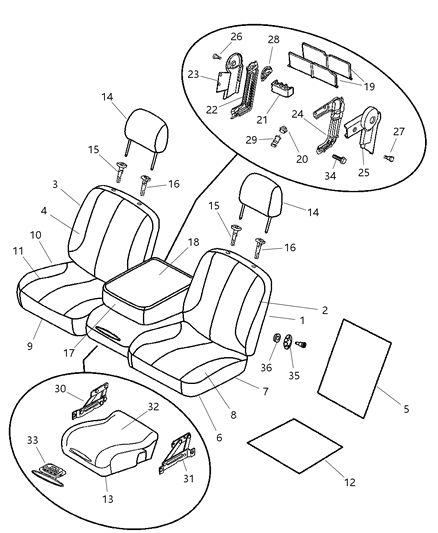 2007 Dodge Ram 3500 RECLINER-Seat Back Diagram for 68002273AA