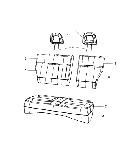 2008 Jeep Patriot Rear Seat Cushion Cover Diagram for 1MB241KAAA