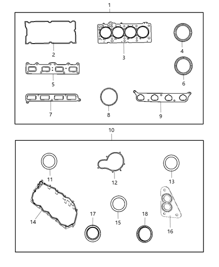 2008 Chrysler PT Cruiser Engine Gasket Packages Diagram 2