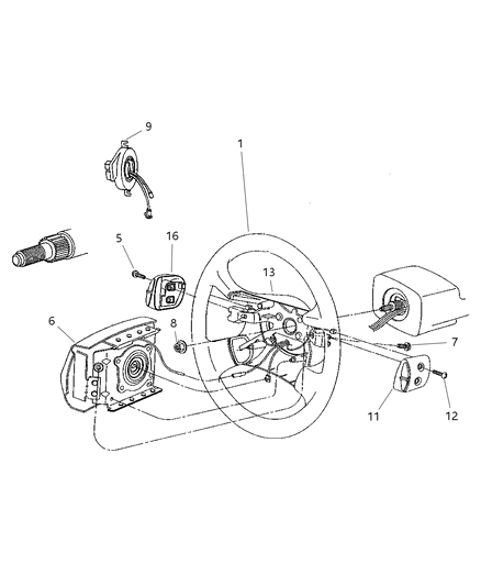 1998 Chrysler Sebring Cover Steering Wheel Diagram for HY38TAZ