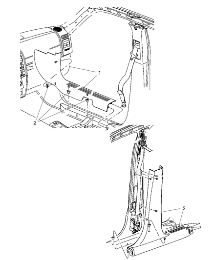 2008 Jeep Liberty Panel-B Pillar Trim Panel Diagram for 1BS32BDAAC