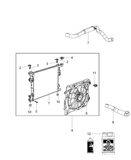 2016 Dodge Grand Caravan Radiator & Related Parts Diagram