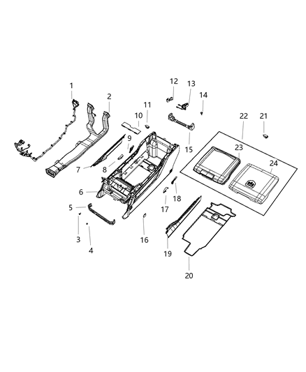 2019 Ram 1500 Console-Base Diagram for 6SQ322X7AA