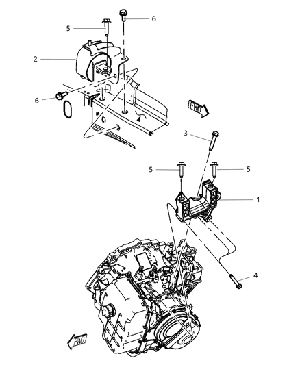 2008 Dodge Grand Caravan Bracket-Transmission Mount Diagram for 4721334AA