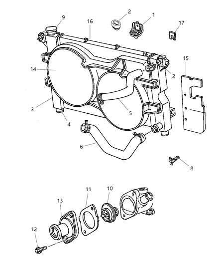 2005 Chrysler Town & Country Engine Cooling Radiator Diagram for 2AMR2770AA