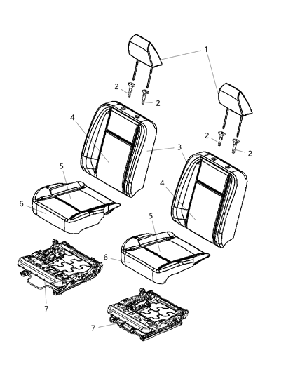 2011 Ram 2500 Front Seats - Bucket Seats Diagram 3