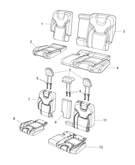 2016 Jeep Cherokee Rear Seat Cushion Cover Right Diagram for 5RA78DX9AD