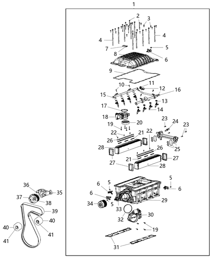 2020 Dodge Charger SUPERCHARGER Drive Belt Diagram for 68222744AE