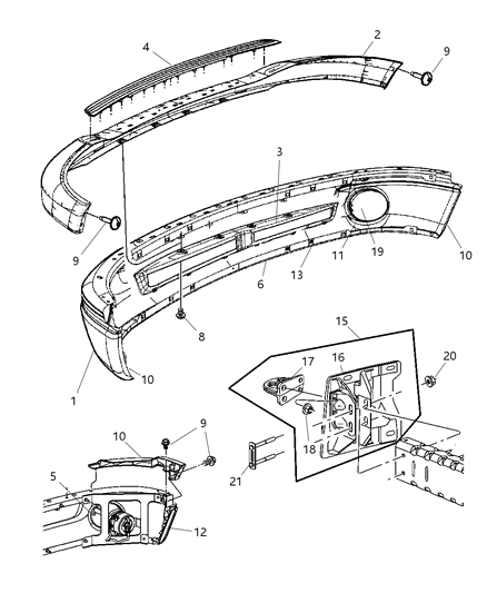2008 Dodge Ram 3500 Pickup Fascia, Front Diagram 2
