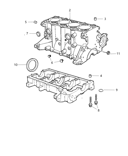 2004 Chrysler PT Cruiser Cylinder Block & Related Parts Diagram 1