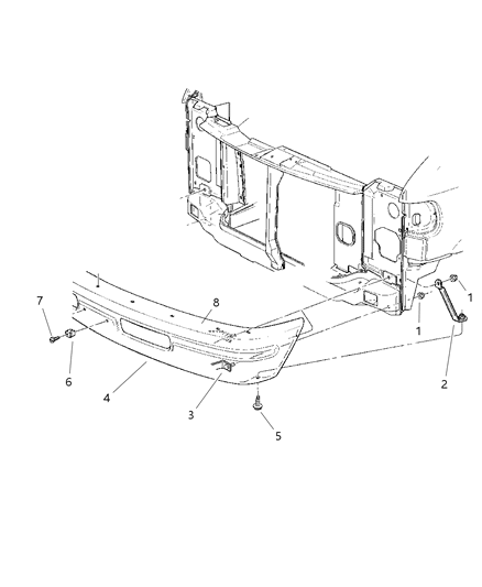 1997 Dodge Ram Wagon Bumper, Front Diagram