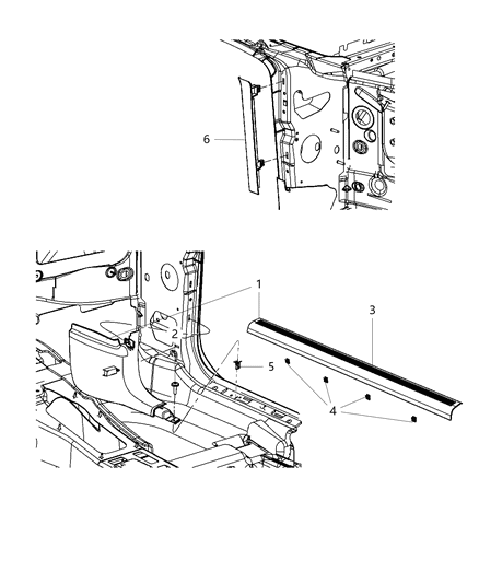 2017 Dodge Challenger Cowl Side Panel & Scuff Plates Diagram